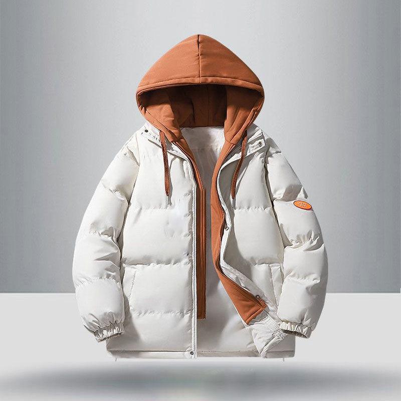 Autumn Winter Men's Plus Size Thickened Jacket Warm Loose Bread Clothing Short Hooded Casual Zip Outdoor Coat