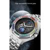 Rhinestone Set Bezel Design Men Automatic Steel Mechanical Watch Tourbillon Luminous Waterproof Men's Wrist Watch