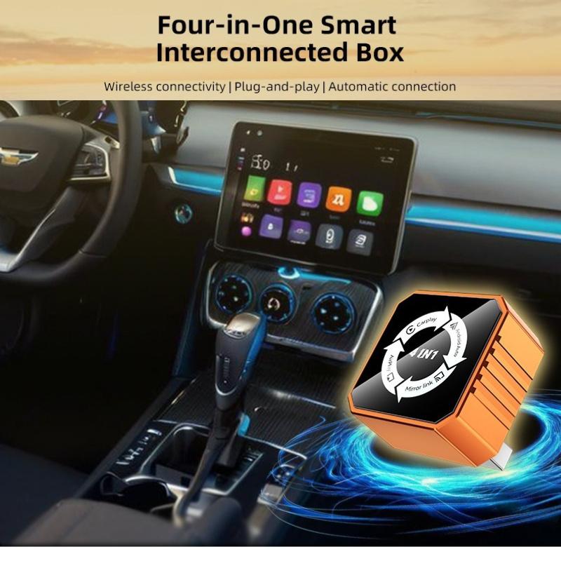 4in1 2026 New Wireless Carplay Adapter for Apple or Android Auto Connect Mirror Link Screen Airplay Projection Mini Adapter