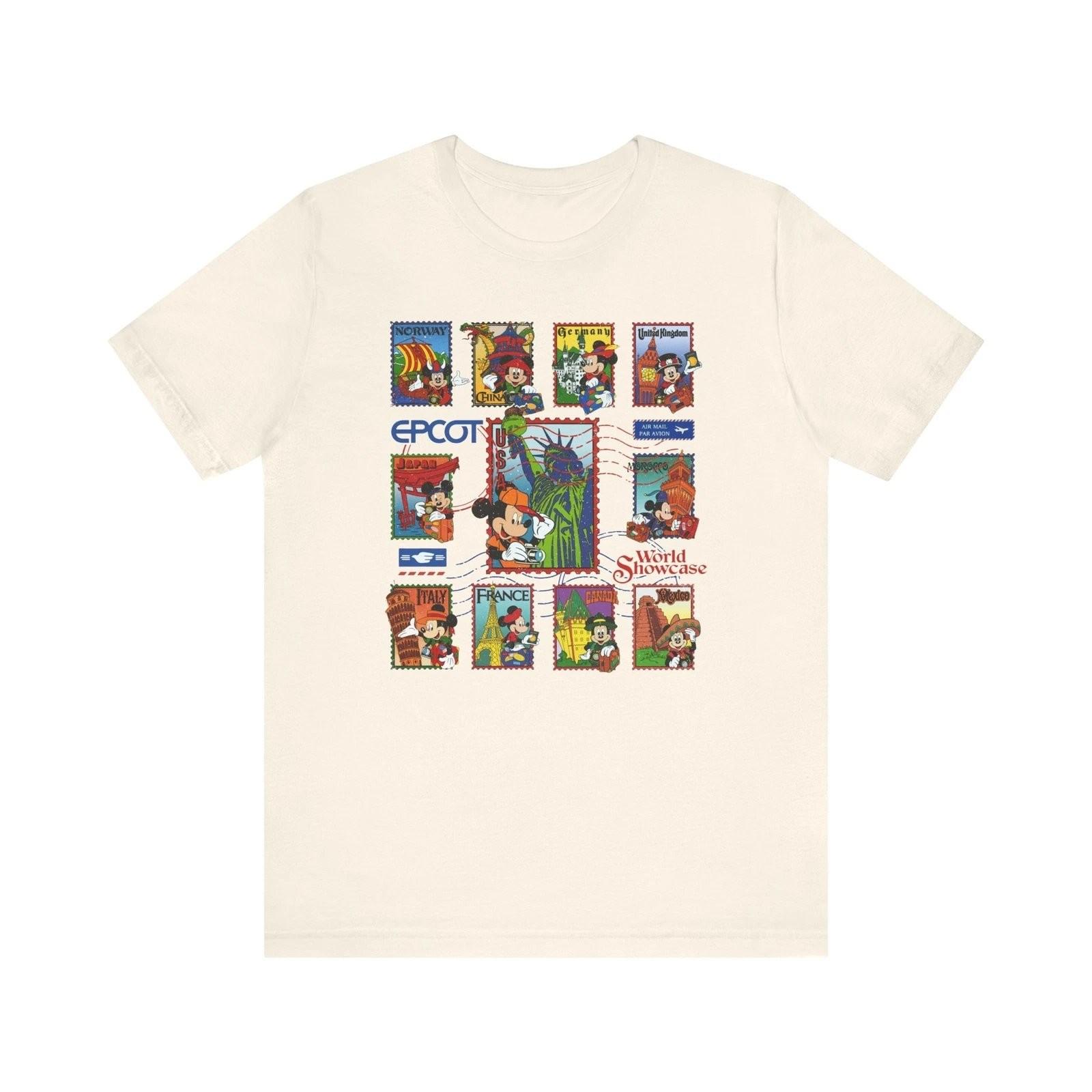 Vintage Epcot World Showcase Countries Graphic Tee Unisex Retro Disney Gift S разноцветный