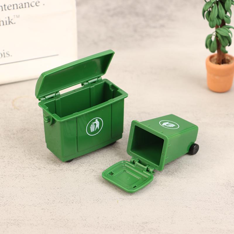 1Set 1:12 Dollhouse Miniature Trash Can Toy Mini Sanitation Trash Cans Model Simulation Garbage Curbside Trash Bin Kid Toys Gift