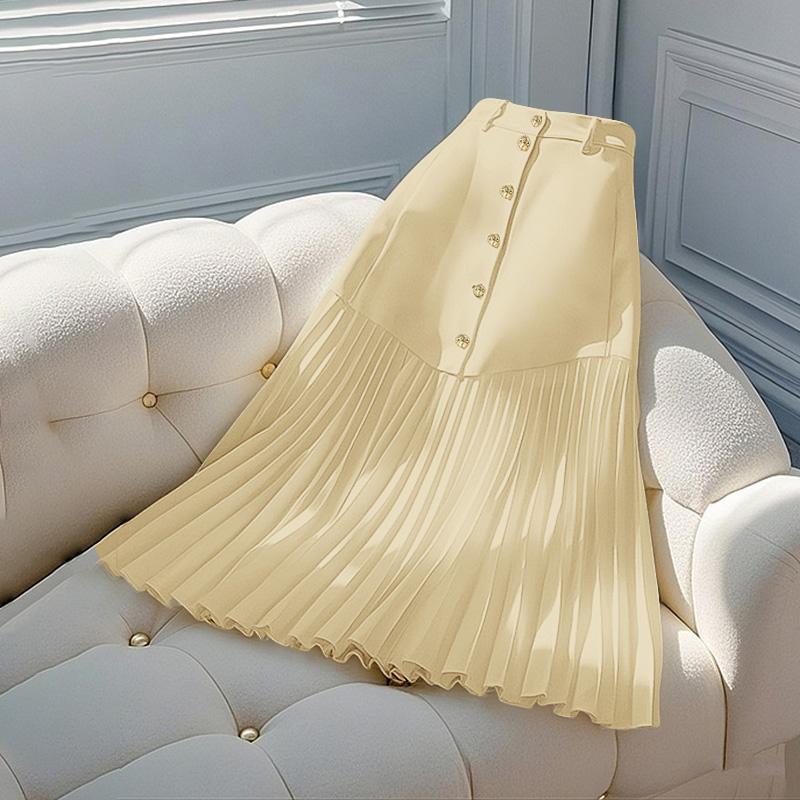 ZANZEA Women Casual Solid Color Loose Pleated Skirts