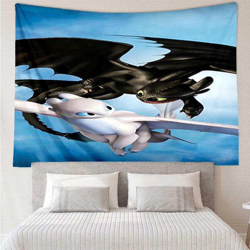 Dragon Taming Adventure Tapestry, Unique Design Tapestry, Wall Decor for Bedroom,Livingroom, Playroom,Heartwarming Fan Holiday Gifts