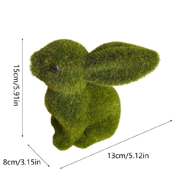 Easters Artificial Grass Rabbit Spring Decors Flocking Rabbit Figurine Sculpture