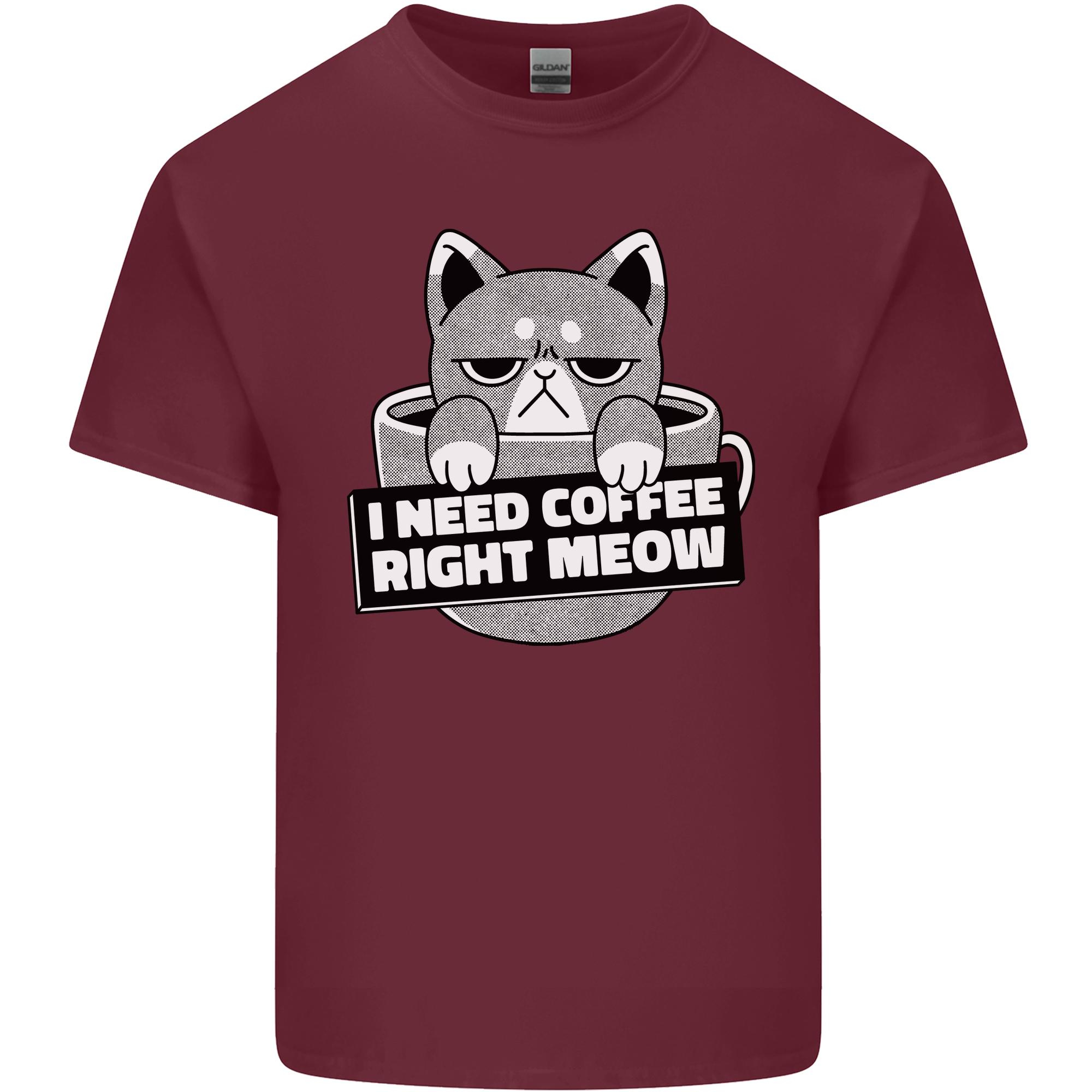 Cat I Need Coffee Right Meow Funny Unisexs Light Cotton TShirt S