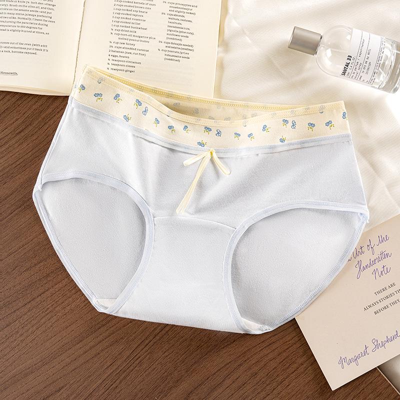 Japanese Contrast Color Block Cotton Women's Antibacterial Briefs