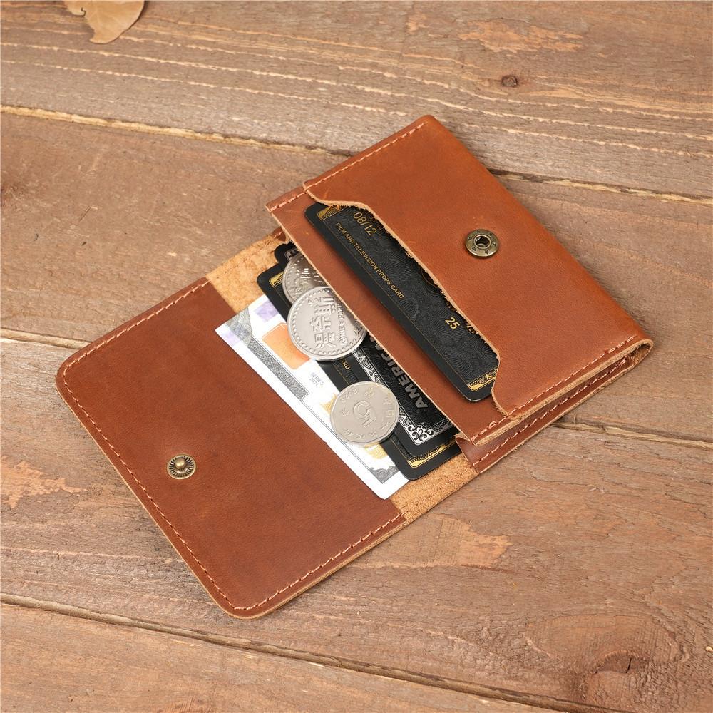 Leather Business Card Case Holder for Men and Women Credit Card Holders Vintage Cards Wallet Hasp Bifold Small Wallets