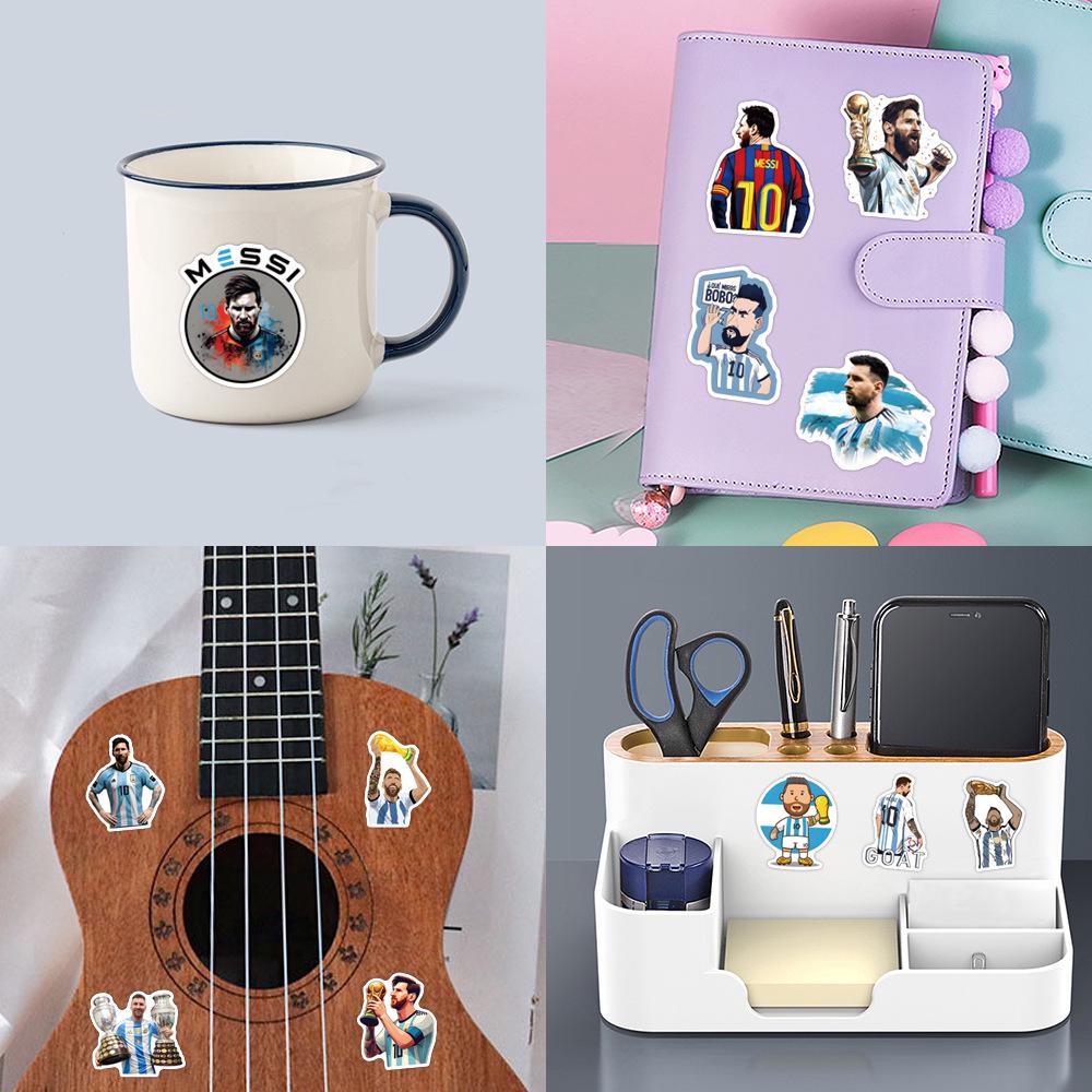 50 PZ Adesivi Calcio Impermeabili Messi Argentina per Decorazioni Fai da Te, Borracce e Cover per Telefono