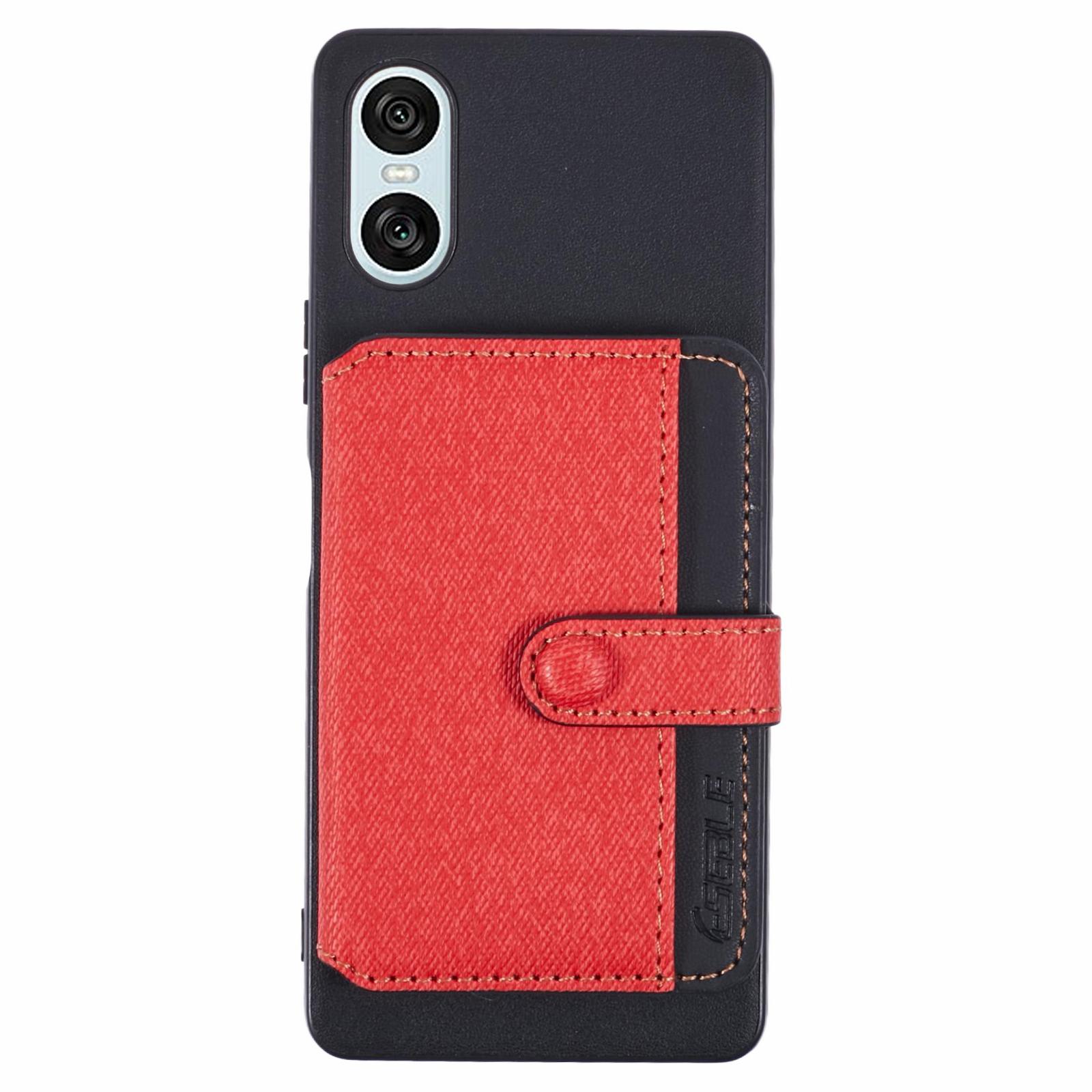 

For Sony Xperia 10 VI Phone Case Adhesive Card Bag Color Matching with Kickstand Red