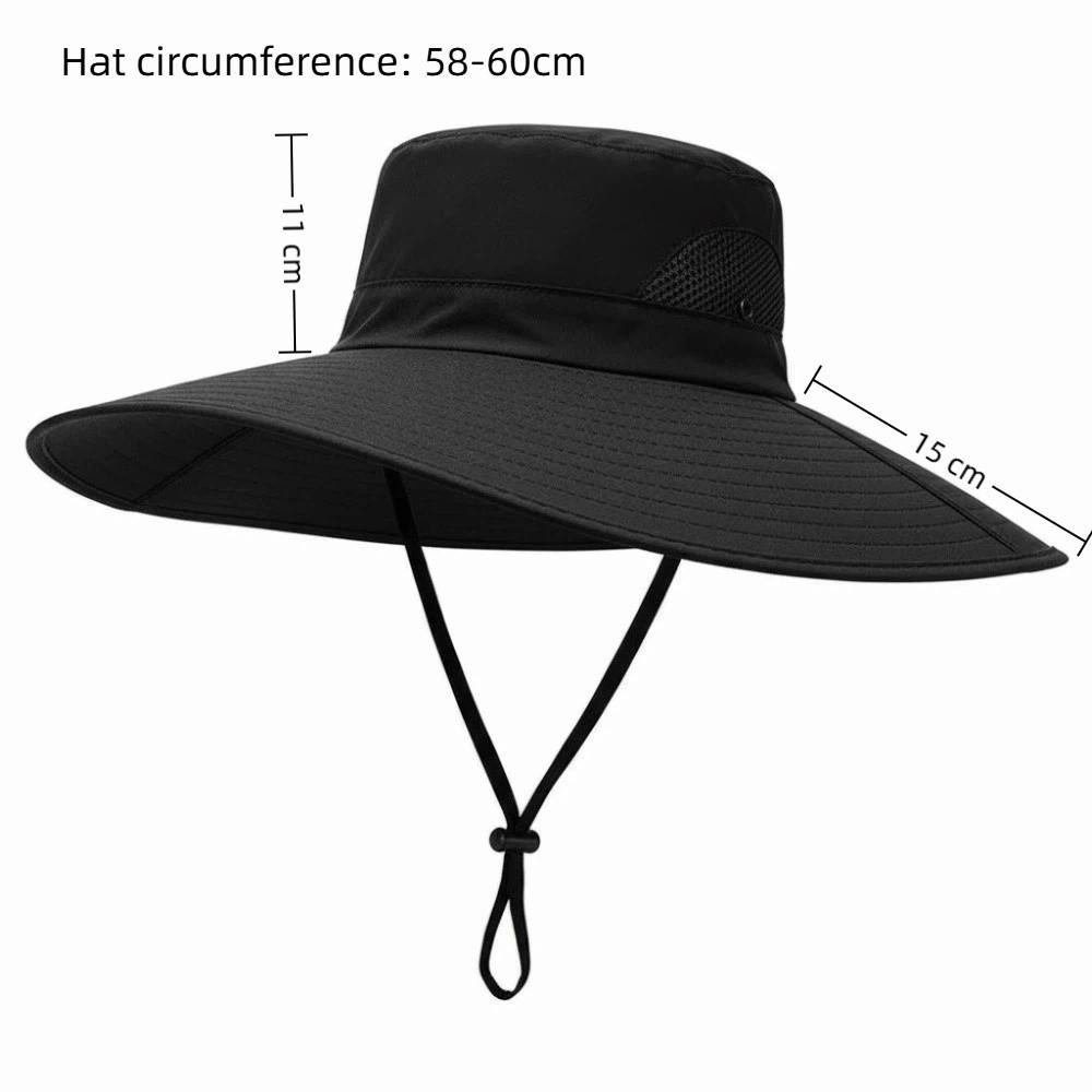 Portable UV Sun Protection Wide Visor Brim Hat 15CM Large Brim Breathable Sun Protection Hat Foldable Bucket Cap Men