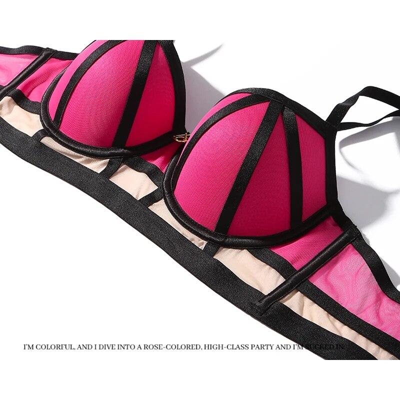 Fashion Brand Women's Underwear Set Sexy Hollow Push Up Bra Set Romantic Rose Lace Lingerie Classic Bandage Plus Size Brassiere