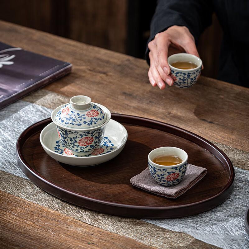 Bamboo Walnut Oval Tea Tray