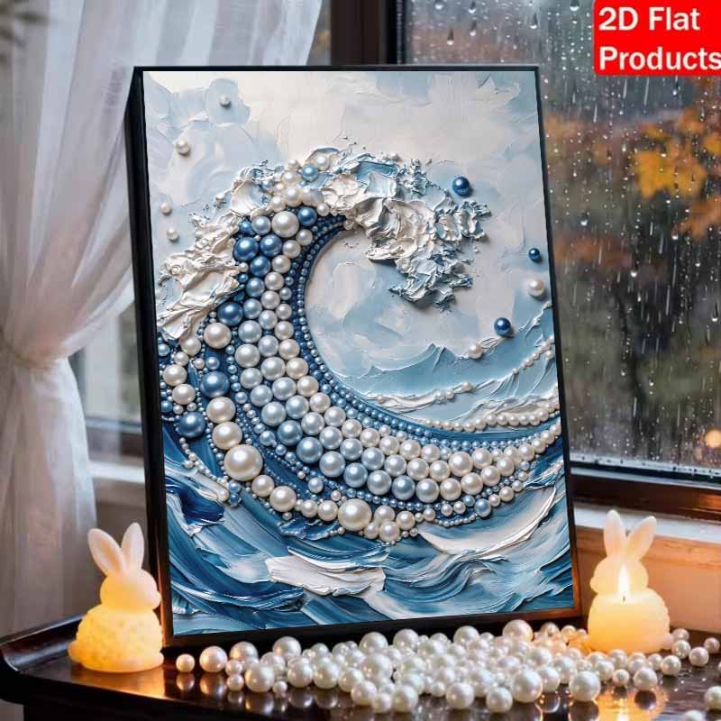 DIY Wave Pearl Diamond Art Kits Without Frame 30x40cm Gem Art Diamond Painting Kits for Adults/Beginners Gift Idea Home Wall Decor