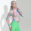 Women's Fashionable Fall/Winter Yoga Zip-Up Jacket – Modern Print, Warm, Long Sleeve for Training