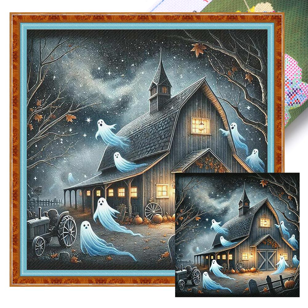 Halloween Printed Cross Stitch Kit DIY 11CT Embroidery Craft Set Home Decor