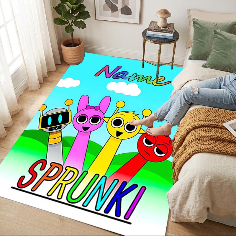 Custom Name Sprunki Love Living Room Non-Slip Area Rug Soft Carpet for Bedroom Kids Playroom Sofa Office Home Decor Doormat