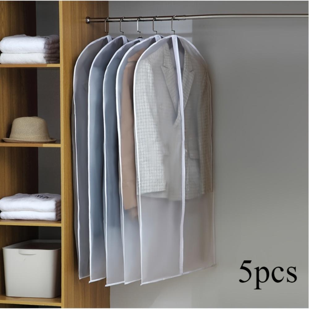

[Сверхпрочные чехлы для одежды] 5 шт. Сверхпрочные водонепроницаемые чехлы для одежды|Застегивающиеся на молнию протекторы для одежды, Подвесной органайзер для шкафа, Пыленепроницаемые и не мнущиеся, Без крючков 5pcs 60*120cm белый