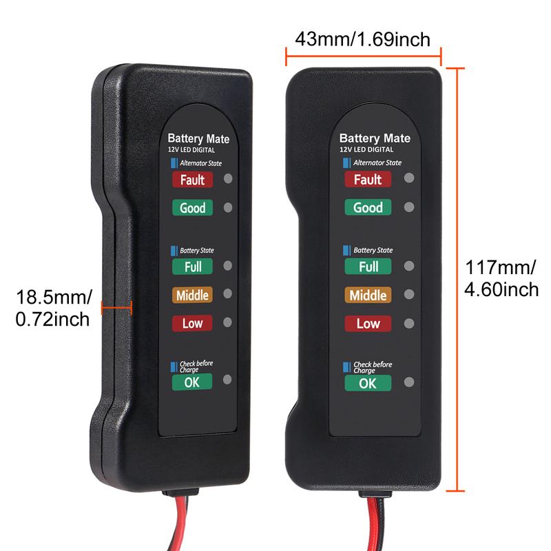 בודק סוללה לרכב 12V, בודק אלטרנטור רכב, בודק סוללות, מנתח לבדיקת אלטרנטור ומערכת טעינת סוללות