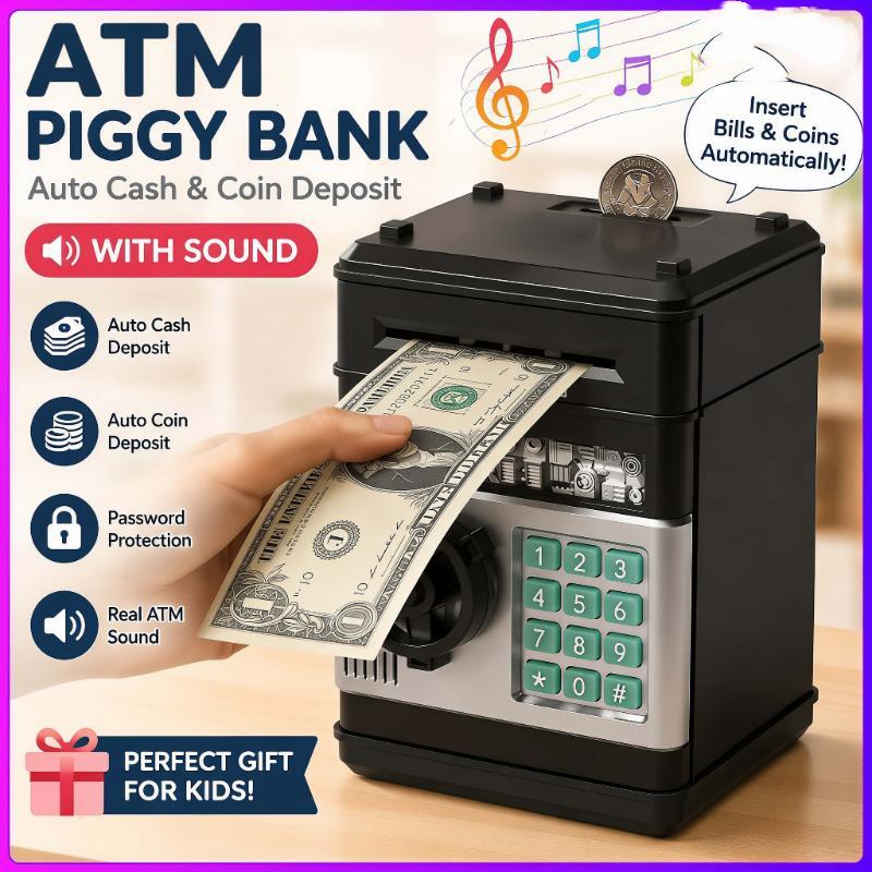 Digital Piggy Bank Atm Machine For Kids Electronic Money Saving Bank With Password Lock Children Simulated Smart Deposit Machine