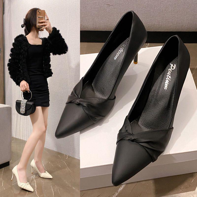 Temperament lady fried street comfortable high heels 2024 Internet celebrity new small show high fairy style high value single shoes