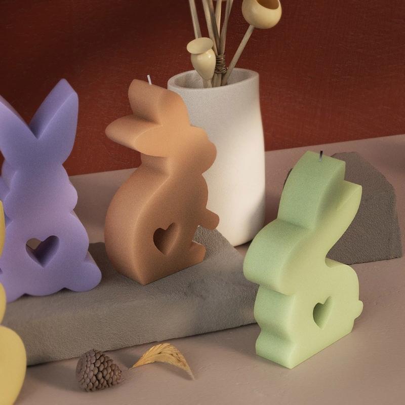 3D Heart Rabbit Silicone Mold DIY Animal Aromatherapy Candle Gypsum Soap Mold Home Decorations Exploy Resin Molud Craft