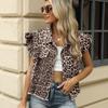 Women's Fashion Casual Solid Color Print Summer Spring Short Sleeve POLO Neck Jackets & Coats