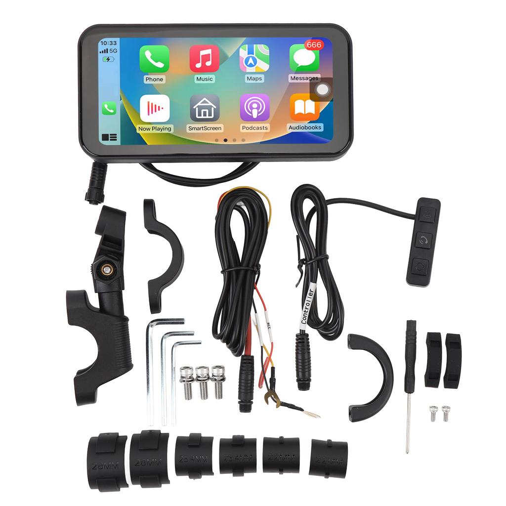 6.25inch Motorcycle Wireless Touch Screen for Carplay for Android Auto Water Resistant Portable Motorbike GPS