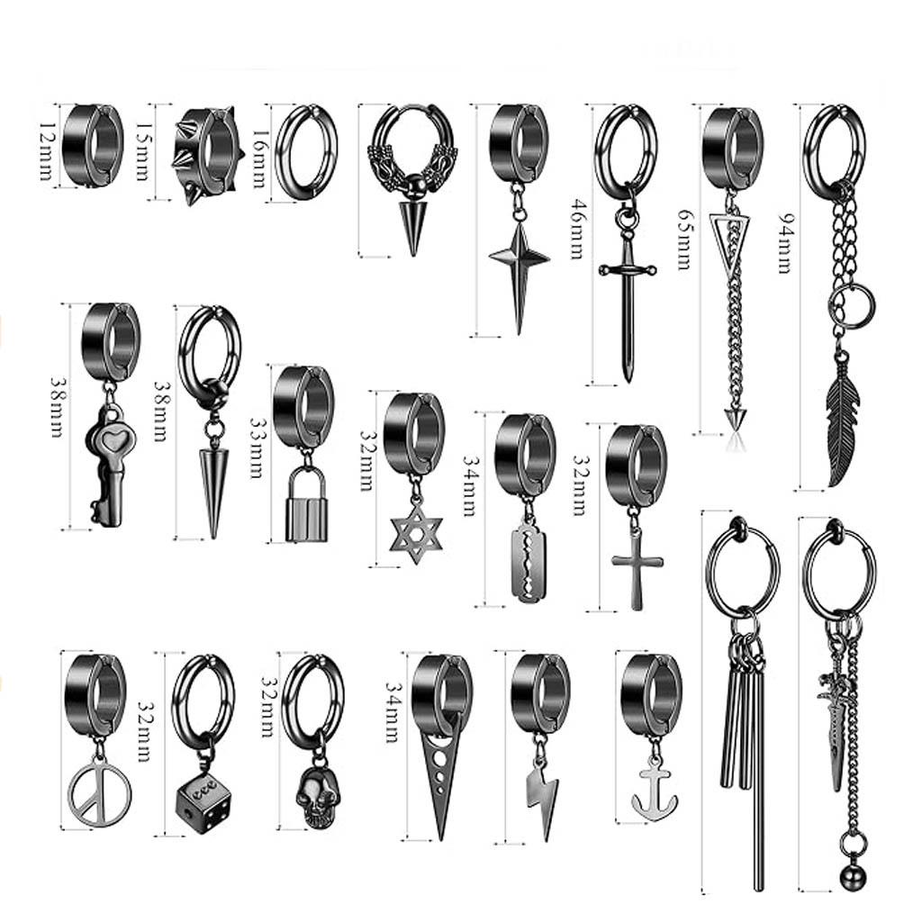 Punk Rock Titanium Steel Hoop Earrings with Tassels