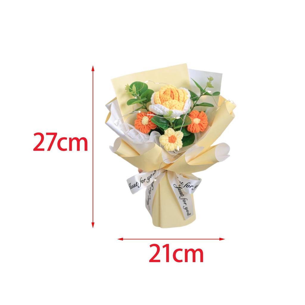 Crochet Flower Bouquet Already Made Decorative Decor Versatile Hand Woven Bouquet Knitted Flowers for Valentine's Day Festival