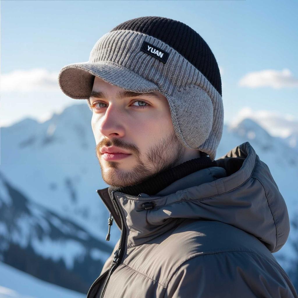 Winter Men's and Women's Thick Woolen Hats with Fleece To Prevent Cold and Keep Warm. Riding Windproof and Protective Knitted Hats