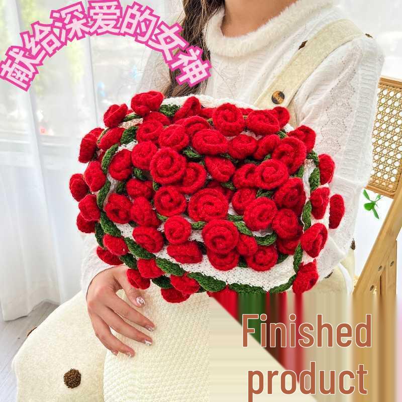 Handmade Rose and Lily Crochet Flower Blanket - Acrylic Yarn