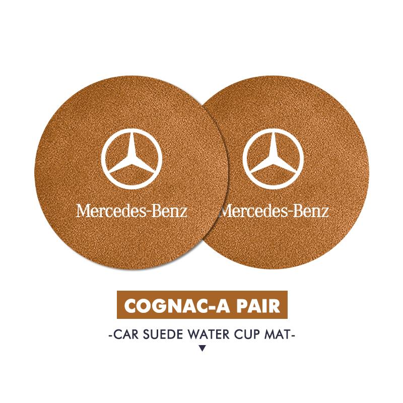 2pcs Car Coasters Anti-Slip Pad Cup Holder Mat Accessories For Mercedes Benz AMG A C E S G Class W201 W210 W108 W204 W205 W203 LU3