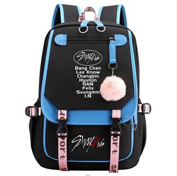 Korean Stray Kids Backpack Student Bag Men'S And Women'S Fashion Backpack Travel Bag Usb Computer Bag