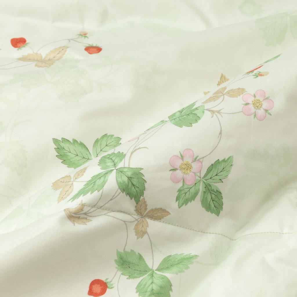 Nishikawa Down Quilt (Feather Quilt), Single, Wedgwood Wild Strawberry, 70% Down, Washable, Green, AA07152022G