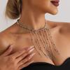 Multiple tassel collarbone chains ins light luxury high-end mirror glass beaded necklace