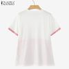 ZANZEA Women Summer Polka Dot Patchwork Casual Short Sleeve T-Shirts