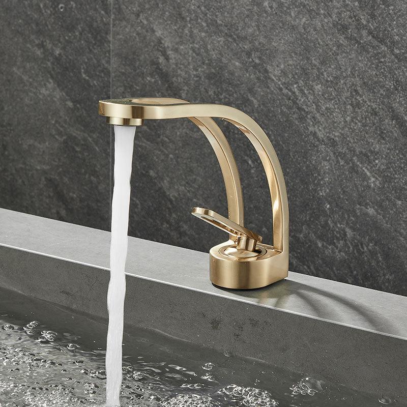 Creative All Copper Bathroom Faucet with Hollow out Design - Dual Use Hot And Cold Minimalist Washbasin for Home And Cabinet Dec