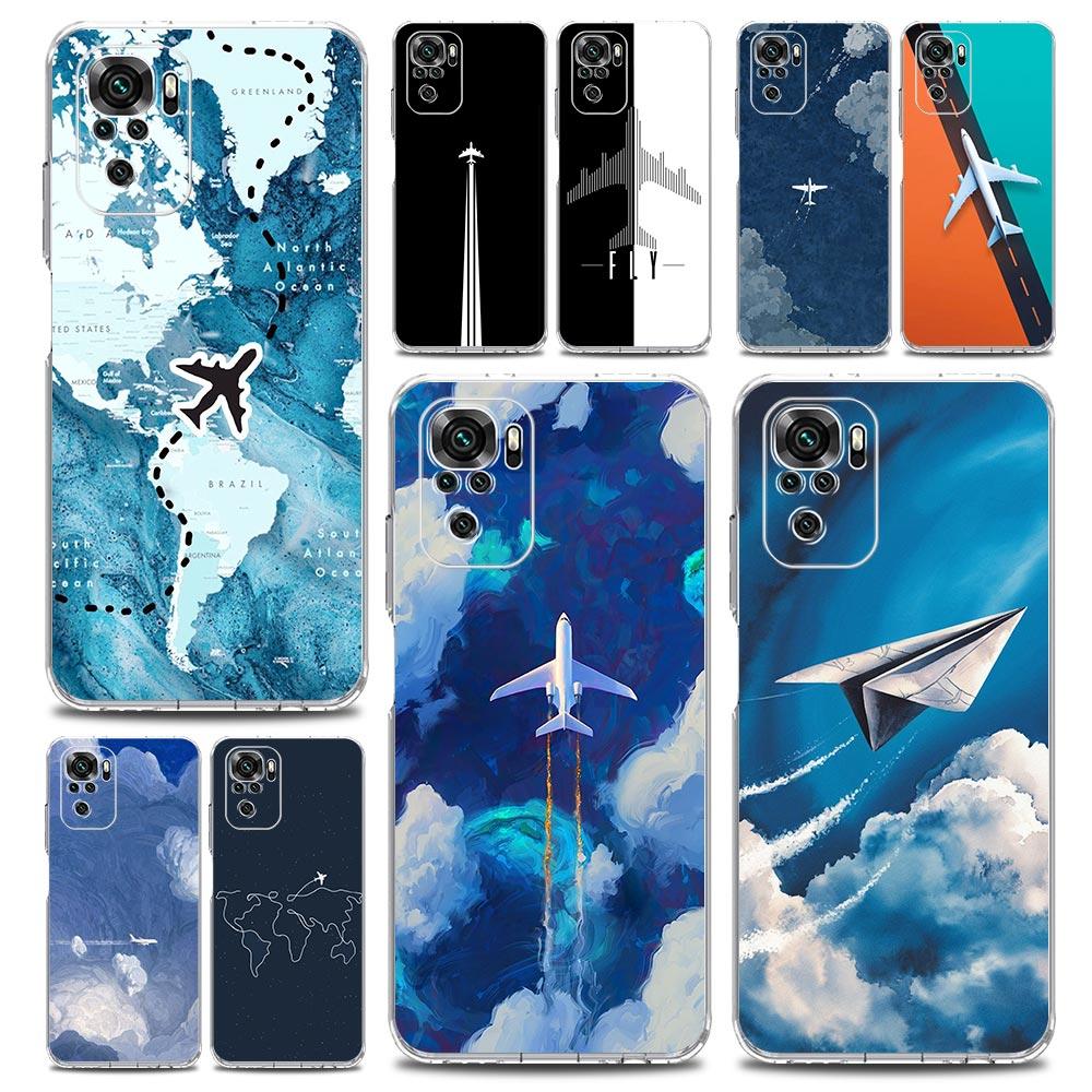 Phone Case For Xiaomi Redmi Note 14 13 12 4G 9S 9 10 11 Pro Plus 5G 14C 13C 12C 10C 9A Clear TPU Cover Aircraft Plane Airplane