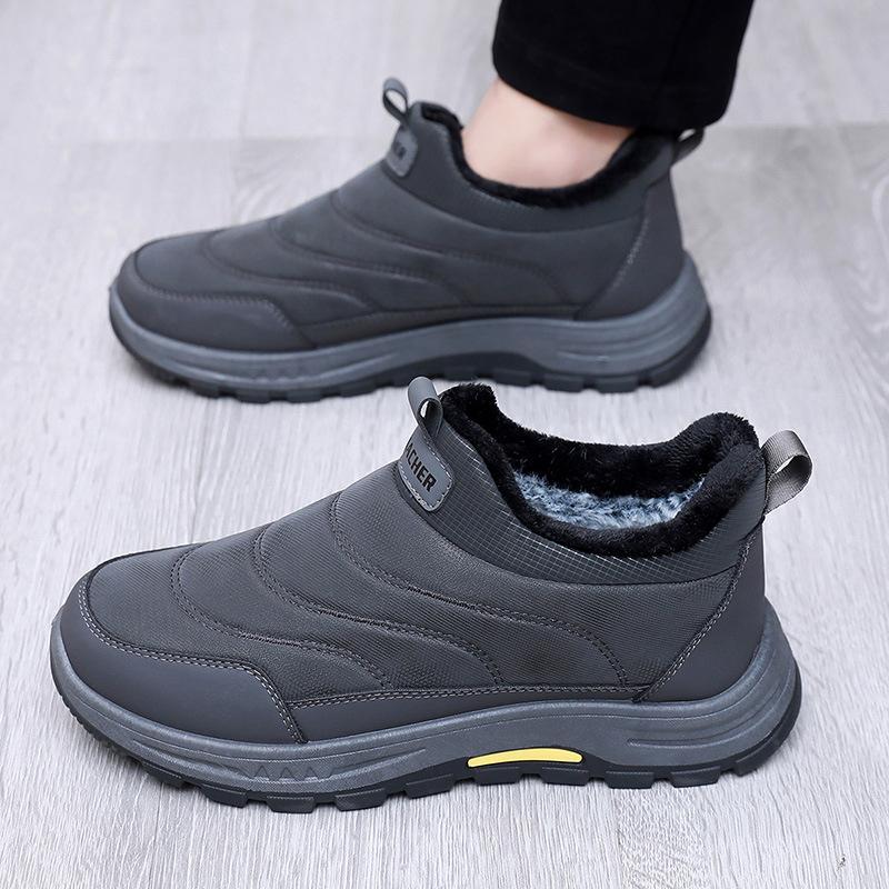 Men's Large Size Soft Sole Winter Warm Non-slip Fur One Snow Boots Padded Otter Fur Lined Ankle Boots Non-slip Outdoor Sports Cotton Boots