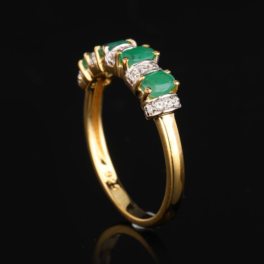 925 Silver Oval Gemstone Ring Ruby Emerald White Topaz Gold Plated Women Jewelry