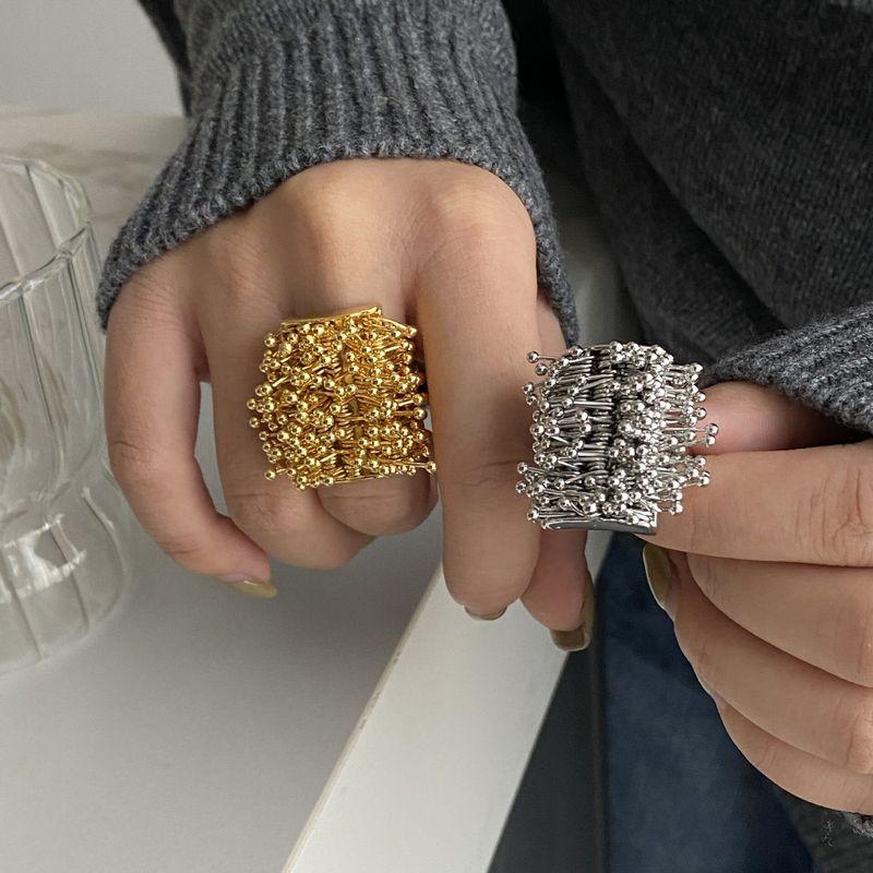 Fashion Heavy Industry Fireworks Tassel Shape Open Ring Niche Style Classy Easiest for Match Index Finger Ring Exaggerated and Personalized Ring Tide