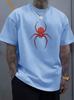Unisex O Neck Tee Vivid Red Spider Animal Pattern Print Cotton Short Sleeve Loose Summer Breathable Daily Casual Basic Wear Top