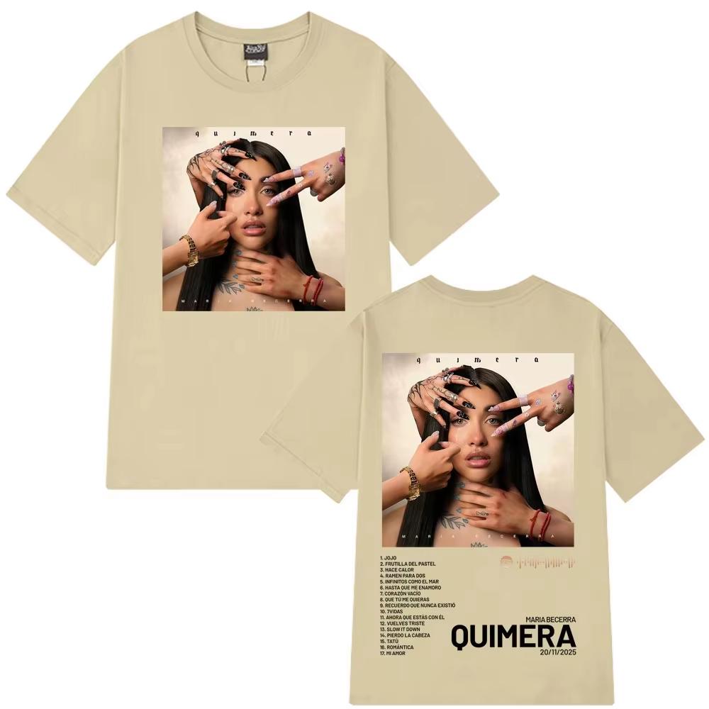 Sängerin Maria Becerra T-Shirt Quimera Album T-Shirts Herren Damen Ästhetische T-Shirts Kurzarm Lässig reine Baumwolle Streetwear
