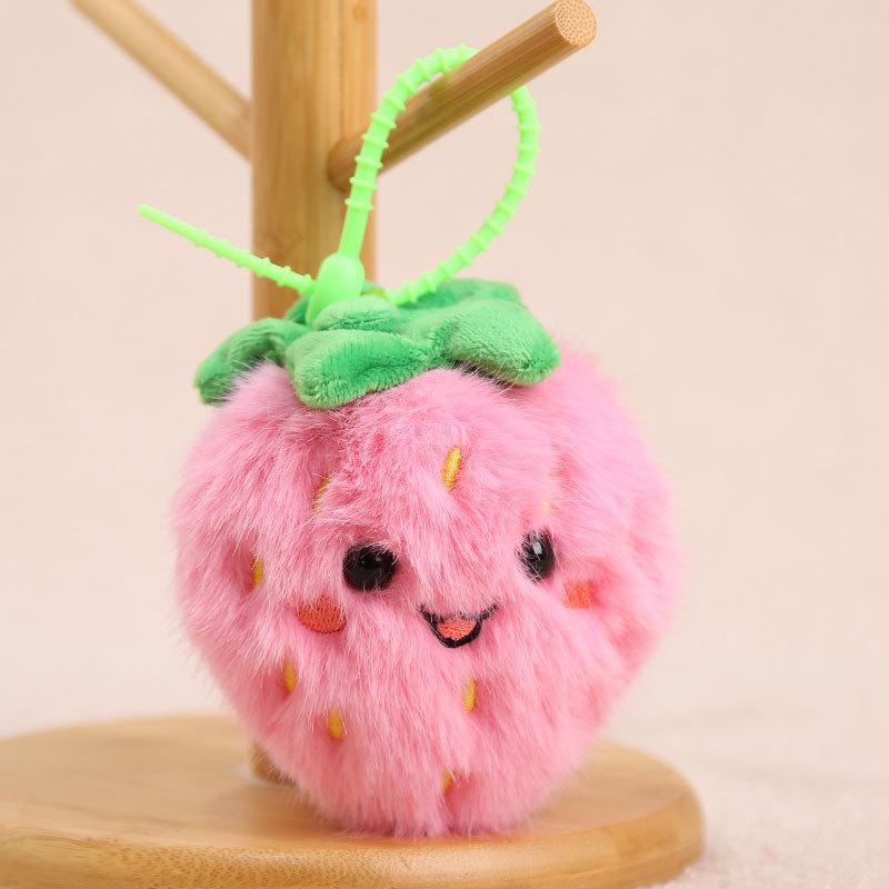 Plush Fruit Keychain With Smiley Face For Girls And Kids Cute Bag Charm Accessory
