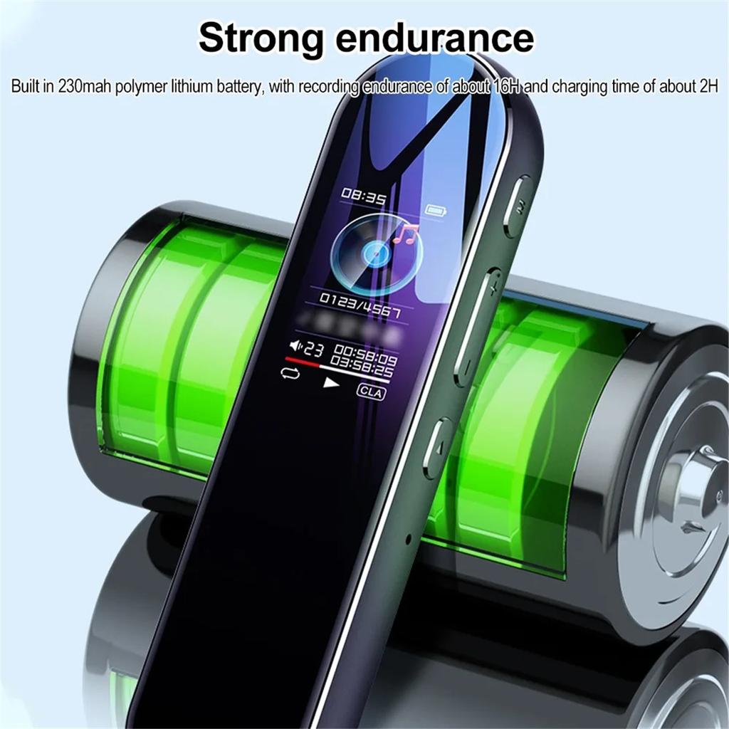 Multi-function Voice Recorder Stereo Sound Pickup Dynamic Noise Reduce Dictaphone One-key Recording 8-64G Dictaphone MP3 Player
