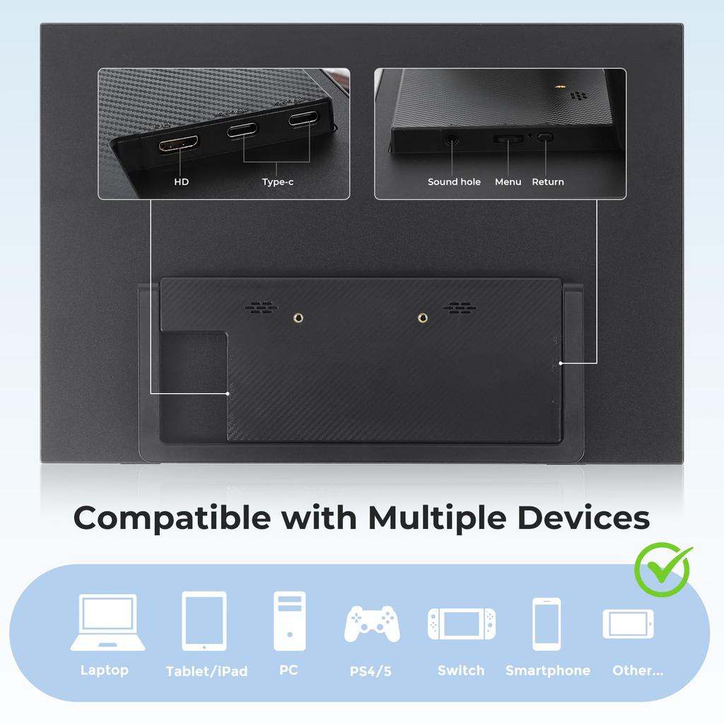 Mobile 1920x1200 IPS Portable Integrated Dual Compatible with and Game Travel Monitor 17.5-inch Touch-Enabled Monitor, 1610 Display, USB-C/HDMI