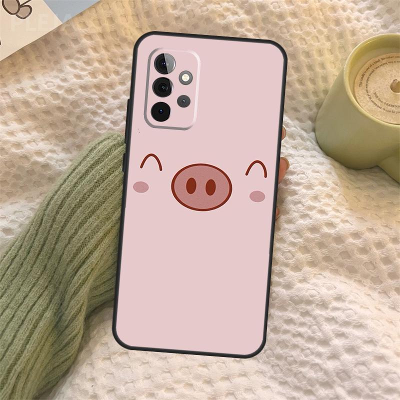Cartoon Pig Case For Samsung Galaxy A16 A33 A36 A56 A26 A15 A55 A53 A35 A22 A32 A52 A54 A34 A14 A05 A06