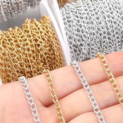 5Yards/Roll Aluminum Chain Gold Silver Color Twisted Link Chain For Jewelry Making DIY Bracelets Necklace Accessories Supplies