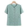 Grandma's Summer Cotton Short Sleeve Shirt - Women's Cotton Linen Top for Middle-aged and Elderly