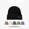 Knitted Hat for Women In Autumn and Winter Versatile Pullover Cold Hat Trendy Japanese Style Patch Letter Warm Woolen Hat for Men